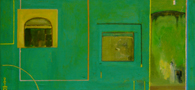Vihre&auml; sein&auml;, Oaxacan katuja, &ouml;ljymaalaus, n. 40 x 70 cm, 2006